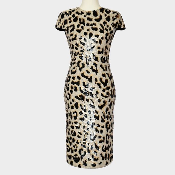 ALICE + OLIVIA Women's Nat Leopard Print Sequin Bodycon Dress Size XS - Picture 1 of 8